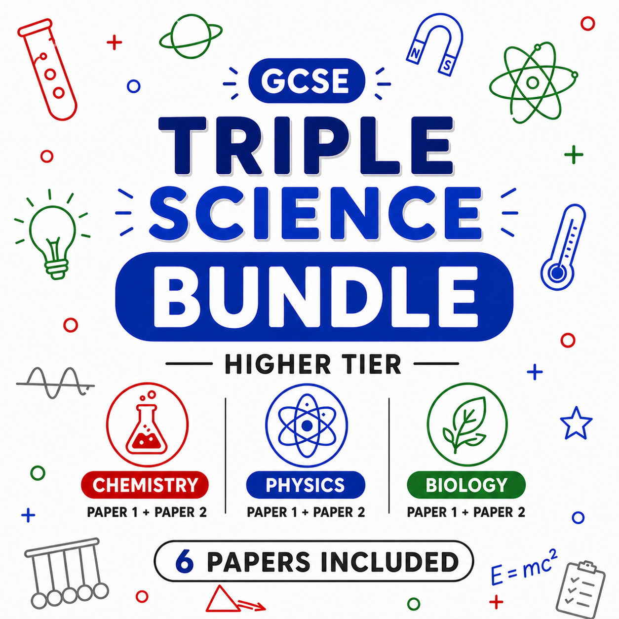AQA GCSE Triple Science Higher Predicted Papers Bundle (All 6 Papers + Mark Schemes)